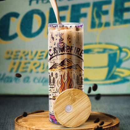 AGH 25OZ Snow Globe Glass Tumbler,4 Pack Sublimation Glass with Bamboo Lids and Straws, Double Wall Sublimation Beer Can Glasses Can Shaped Tumblers with Pre Drilled Hole for DIY