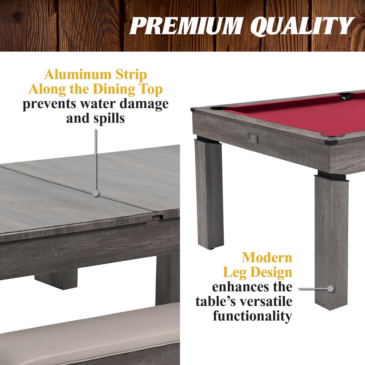 Barrington Billiards Prescott 7' Pool Table, 3-in-1 Dining Top & Table Tennis with Game Accessories & Rolling Storage Caddy