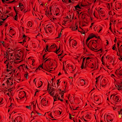 UYCVT Handmade Romantic Red Rose Wall Large Artificial Flower Wall Backdrop Panels, Rose Wedding Backdrop 3D Floral Wall Fabric Flower Wall for Party Baby Shower Bridal Wedding-1m*1m/3.28 * 3.28FT