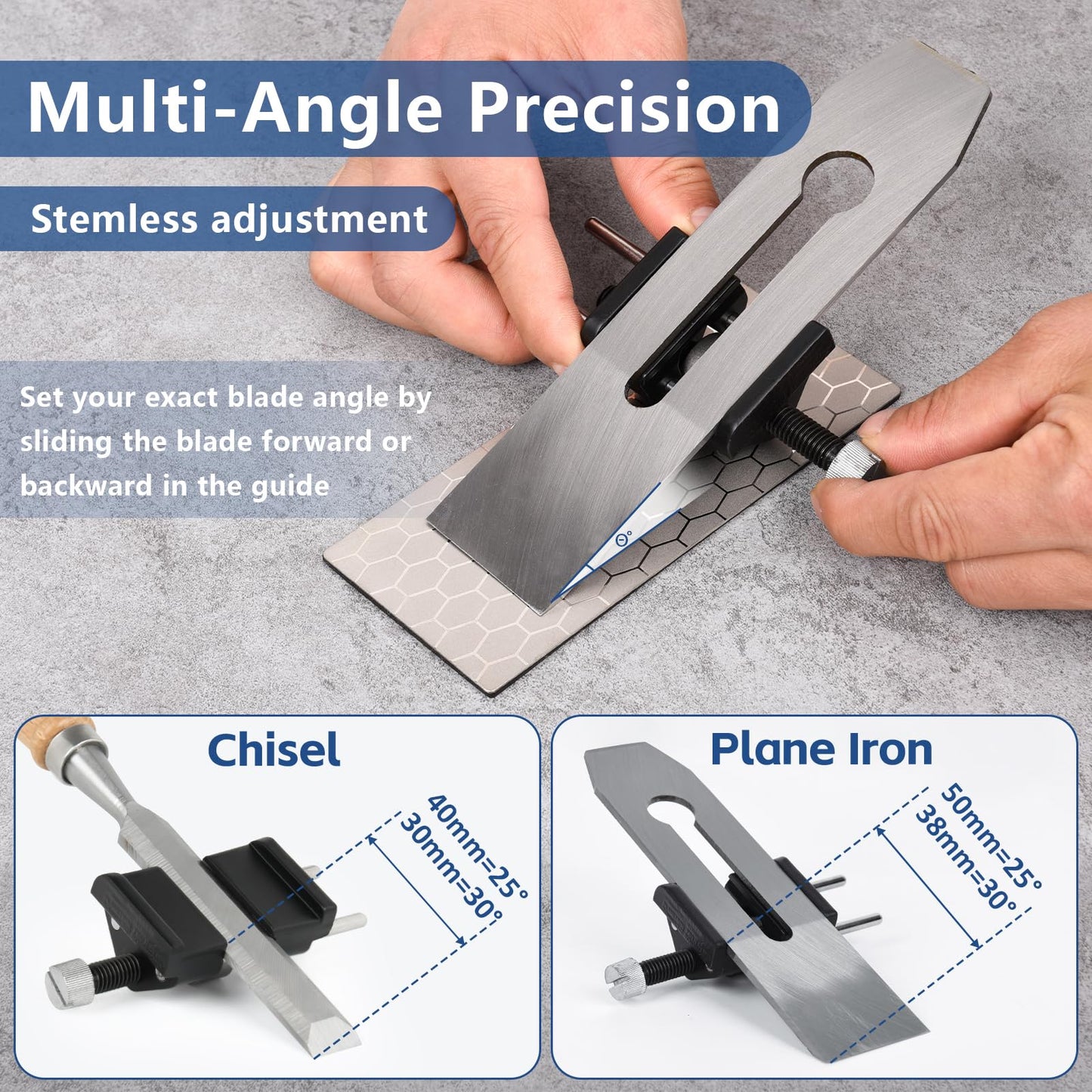 YIDAZLE Chisel Sharpening Kit Honing Guide & 5 Diamond Sharpening Stones, Adjustable Chisel Sharpener Jig for Woodworking Tools, Plane Irons, Knives, and Blades, All-Metal Construction
