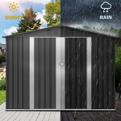 DWVO 7'x5' Large Metal Outdoor Storage Shed, Heavy Duty Tool Storage Sheds for Backyard Patio Lawn - Ideal for Bicycles, Garden Tools, and Lawn Equipment, Easy-to-Assemble, Dark Gray