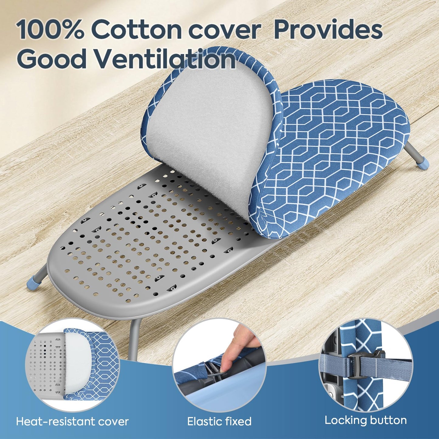 APEXCHASER Foldable Ironing Board, Tabletop Small Iron Board, Portable Folding Mini Ironing Board with Non-Slip Feet for Home, Laundry Rooms, Dorms, Travel Use,Blue