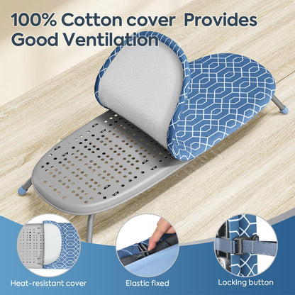 APEXCHASER Foldable Ironing Board, Tabletop Small Iron Board, Portable Folding Mini Ironing Board with Non-Slip Feet for Home, Laundry Rooms, Dorms, Travel Use,Blue
