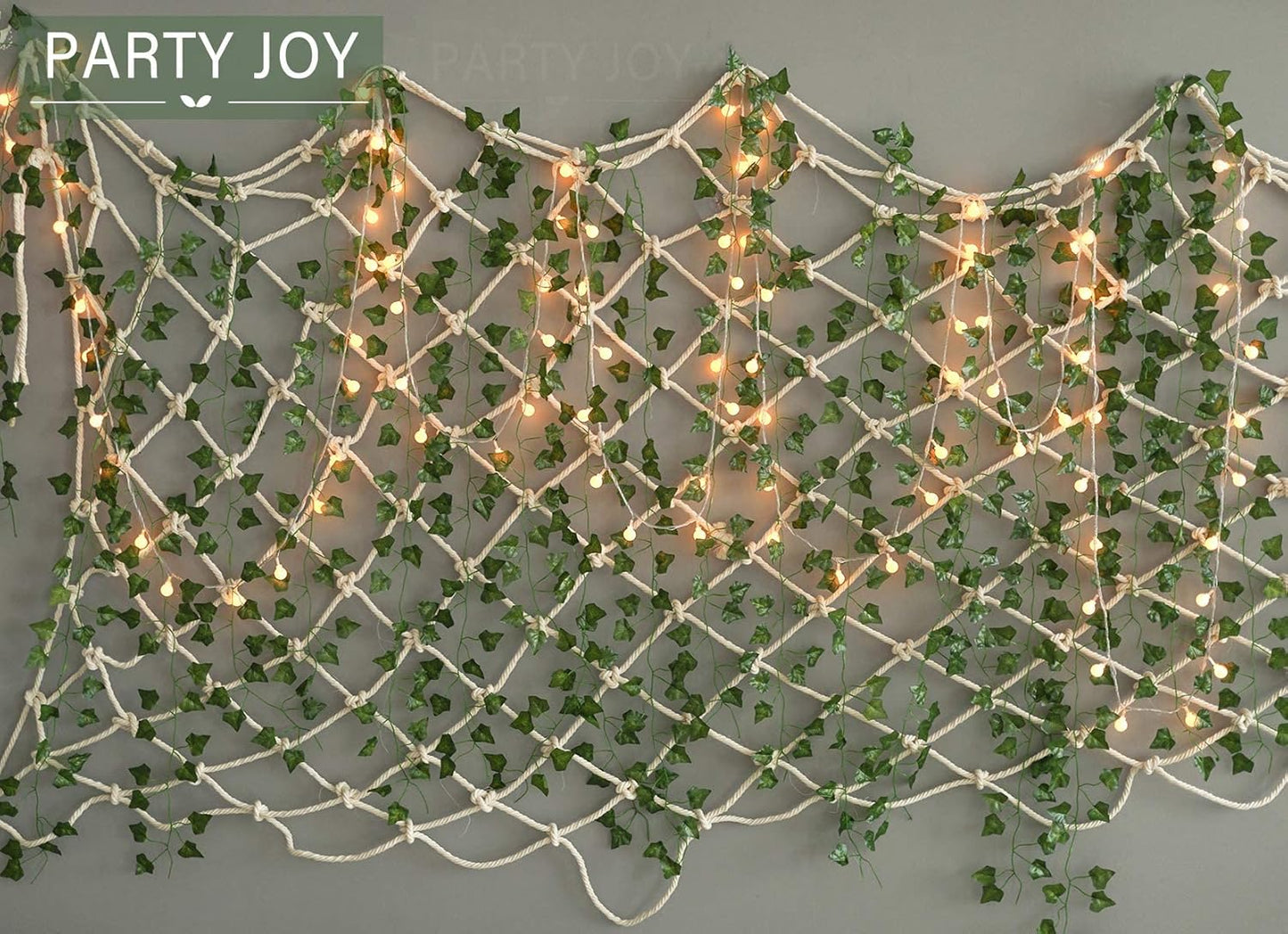 PARTY JOY 84Ft 12 Strands Artificial Ivy Leaf Vines, Hanging Plants Garland Fake Foliage for Home Garden Bedroom