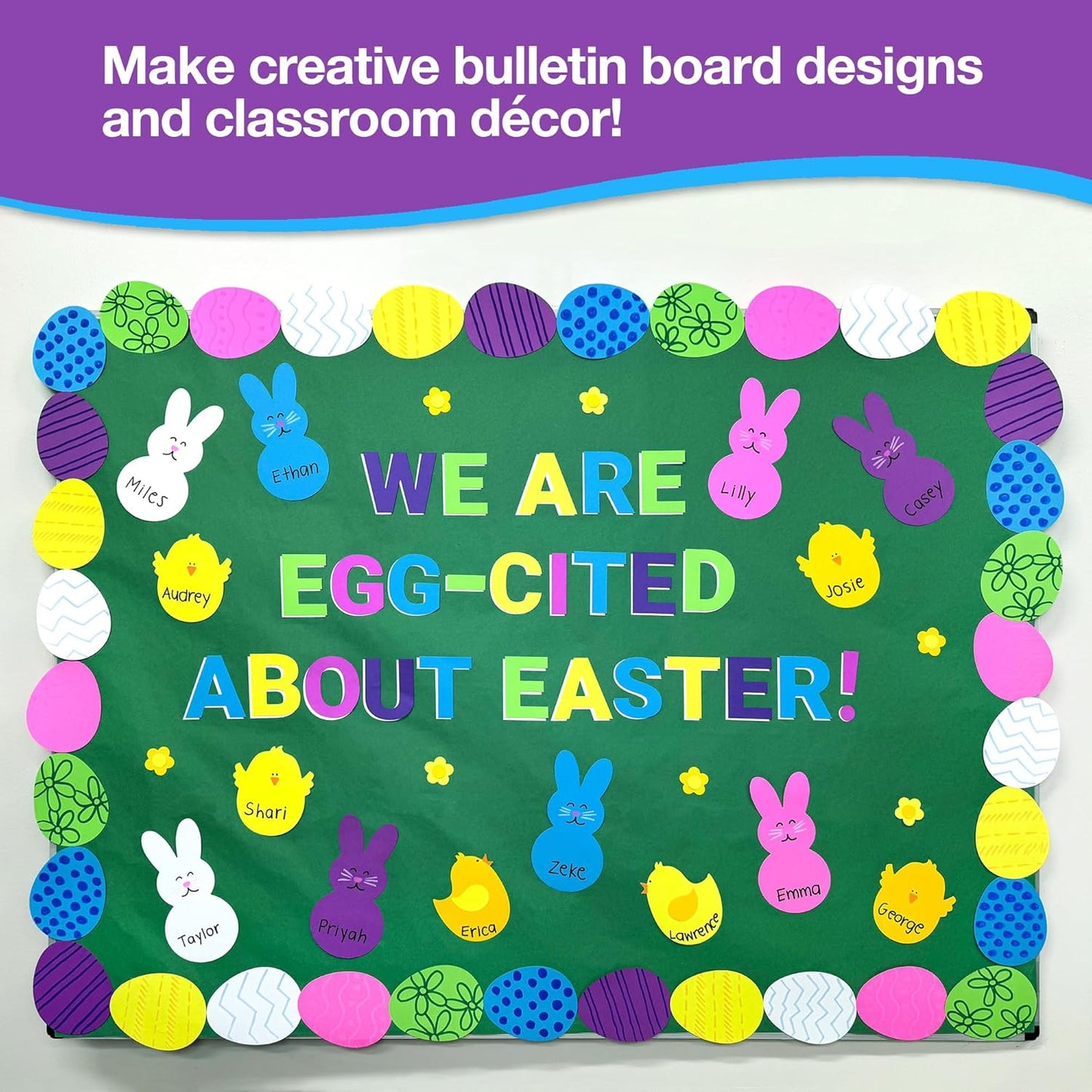 130 2-Sided Pieces Eggs, Baby Chicks & Bunny Punch Out Paper Cutouts for Easter Decorations, US Made Card Stock cutouts