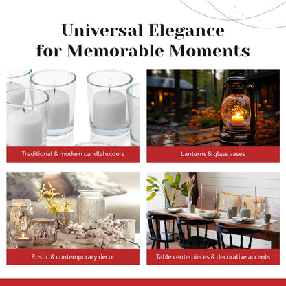 White Jasmine Scented Votive Candles, Set of 12-1.25" Wax Candles for Home, Scented 10 Hour Burn Time - Aromatherapy, Spa Ambiance, Table Centerpieces & Home Décor