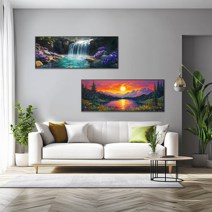 Zariocy 2 Pack Large Diamond Art Kits for Adults Landscape, DIY Diamond Painting Art Round Full Drill Crystal Diamond Embroidery Paintings Arts Craft for Home Wall Decor 31.5x11.81 inch