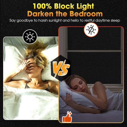 Coavas Blackout Window Film - UV Heat Blocking Privacy Film for Room Darkening, Static Cling, 17.5" W x 78.7" L