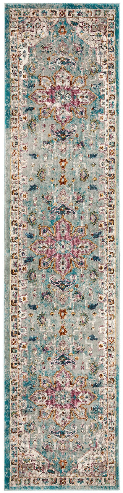 SAFAVIEH Aria Collection Runner Rug - 2' x 6', Green & Creme, Oriental Medallion Distressed Design, Non-Shedding & Easy Care, Ideal for High Traffic Areas in Living Room, Bedroom (ARA160G)