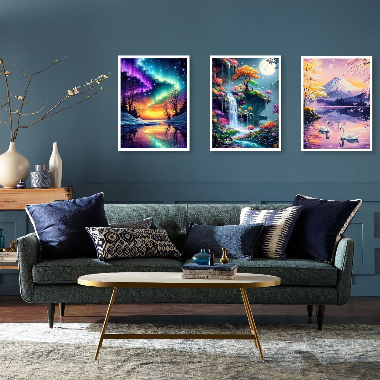 CreateJoy 12 Pack Moonlight Diamond Painting Kits for Adults, 5D Moon Diamond Art Kits for Beginners, DIY Full Drill Paint with Diamond, Home Wall Decor 12 x 16 Inch