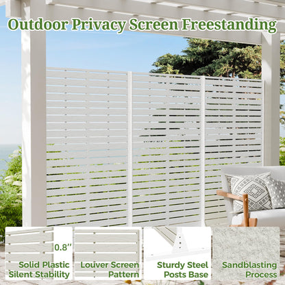 Trygoal Privacy Screen Outdoor 60" Hx35 W Freestanding Privacy Panel with Stand, HDPE Decorative Privacy Fence with Sandblasting Louver Pattern, Patio Divider Screen, Privacy Screens for Outside