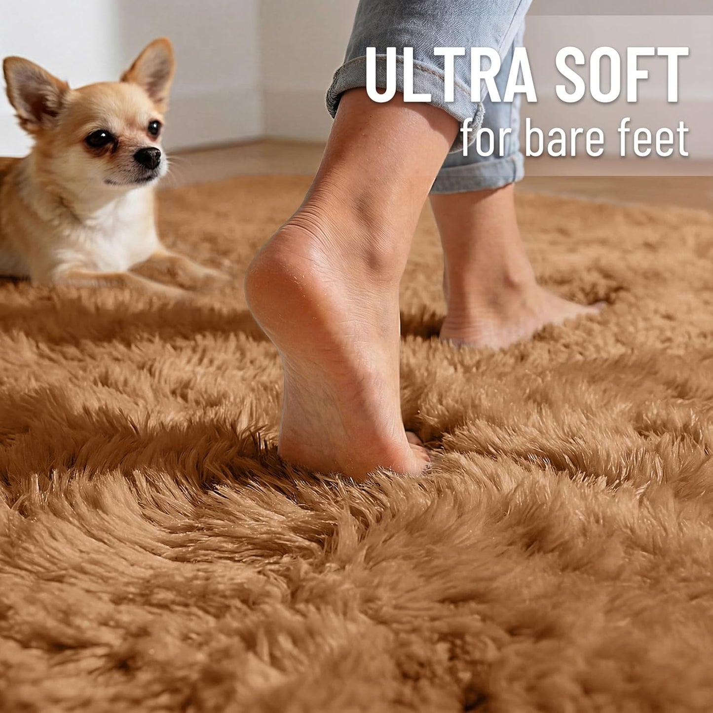 OLANLY Runner Rugs - Soft, Machine Washable Shaggy Carpet for Hallway & Bedroom | Khaki 2x5 ft