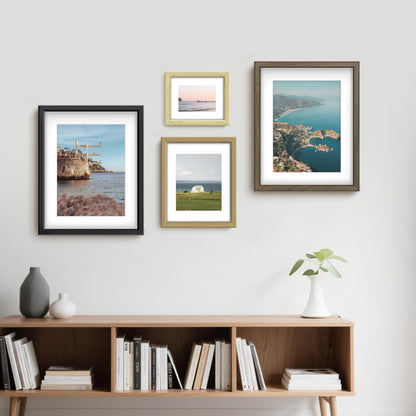 FrameWorks 2-Pack 1 3/8" Thick Black Wooden Shadow Box Picture Frames 5” x 7” with Removable White Mat to 4" x 6" Photo