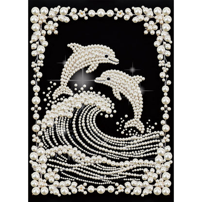 Stalente Pearl Diamond Painting Kits for Adults Dolphin, 5D Special Shape Diamond Art Kits for Beginners, Crystal Rhinestones Diamond Painting for Home Wall Decoration Gift 12×16inch, Animal