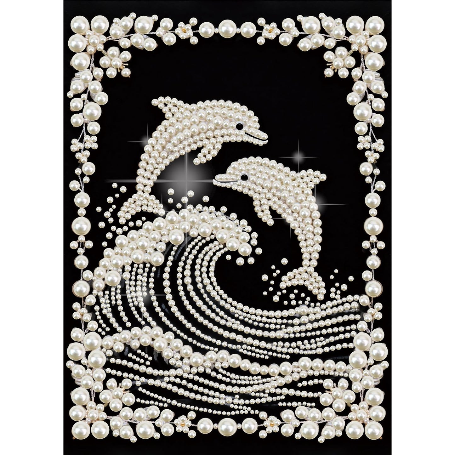 Stalente Pearl Diamond Painting Kits for Adults Dolphin, 5D Special Shape Diamond Art Kits for Beginners, Crystal Rhinestones Diamond Painting for Home Wall Decoration Gift 12×16inch, Animal
