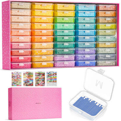 Maxuni 50pcs Diamond Painting Trays with Lids - Thickened Diamond Art Storage Containers, Stackable Diamond Art Trays, Painting Organizer Accessories for 5D Art Beads Storage & Line-Up