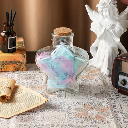 WHJY 29oz Star Shaped Glass Jar with Cork Lid for Home Decor and DIY Craft