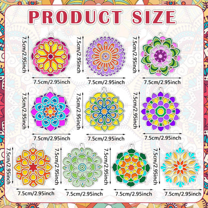 WinnerWhy 30 Sets Spring Mandala Suncatchers Crafts for Adults, Easter Holi DIY Stained Glass Art Kits Paint Your Own Window Ornaments for Mother's Day Party Birthday Activity Home Decor