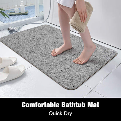 MAPLEZ Non-Slip Bath Mat for Tub, Quick Drying Shower Mat for Wet Areas, 24"x16", Grey