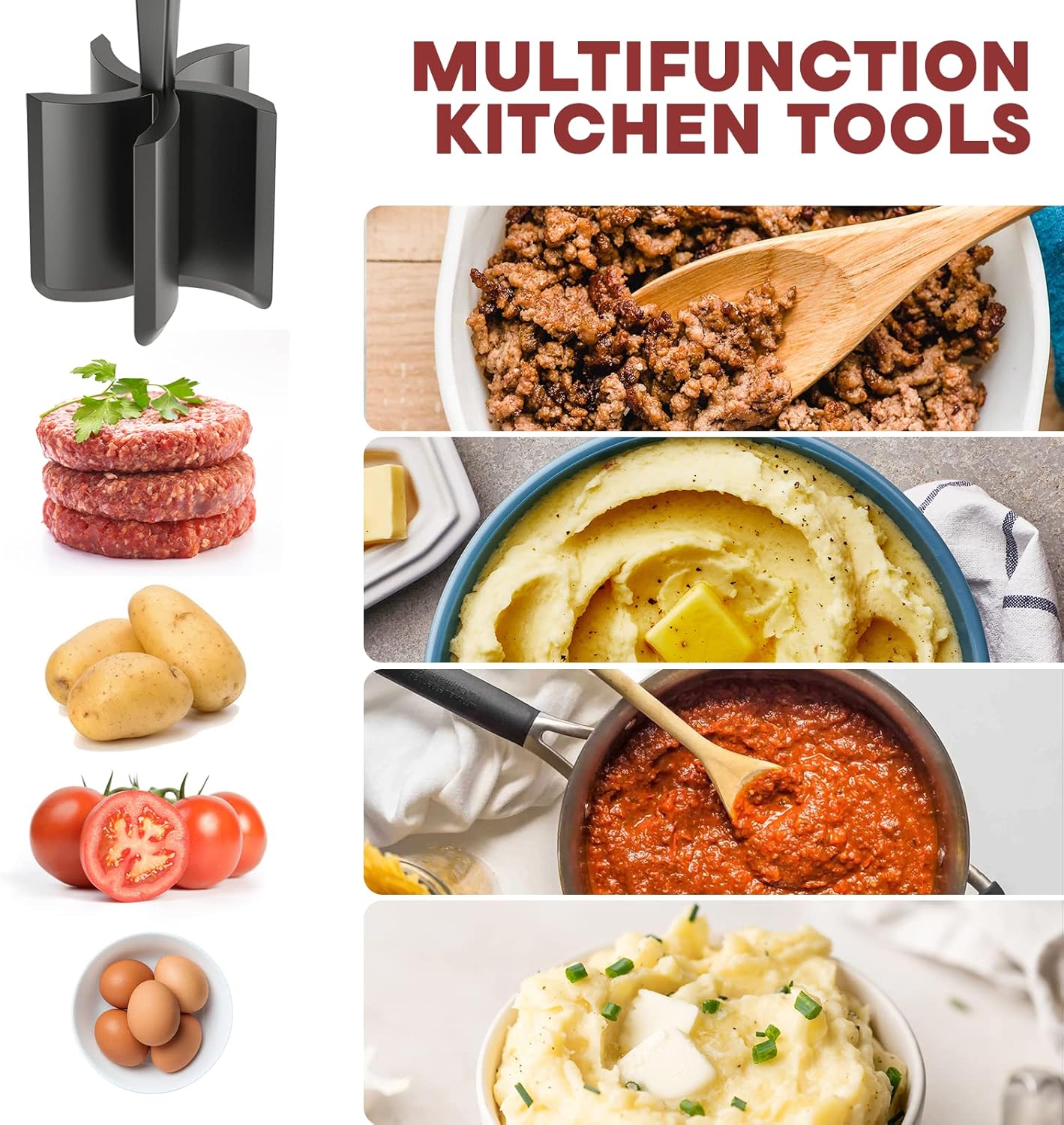 Premium Meat Chopper by [Brand Name] - Heat Resistant Hamburger Grinder & Tenderizer Tool | Black