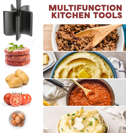 Premium Meat Chopper by [Brand Name] - Heat Resistant Hamburger Grinder & Tenderizer Tool | Black