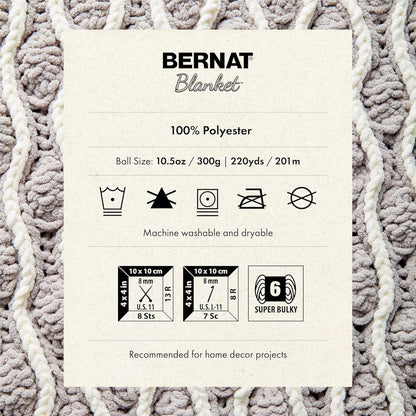 Bernat Blanket Super Bulky Acrylic Yarn - 2 Pack of 300g/10.5oz #6 Chunky Chenille Heavy Weight Yarn for Knitting and Crocheting, Amigurumi, Thick Blankets (Almond, 220 Yards 2-Pack)