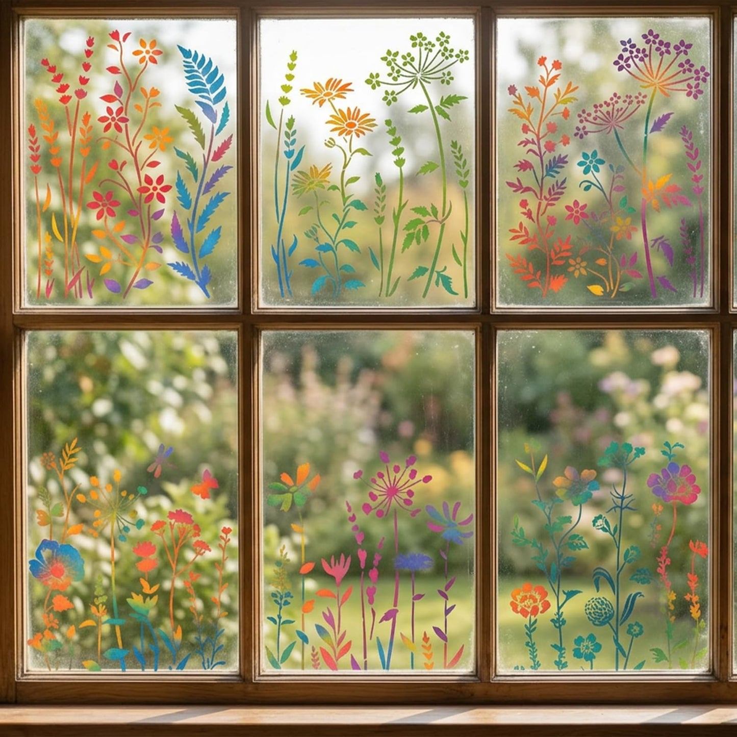 UpChoNice 6 PCS Stencils for Crafts Reusable, Large Wildflower Wall Stencil Set, Modular Floral Painting Templates for Walls, Wood, Furniture, Fabric, Easy-Clean Art Stencils for DIYers, Artists