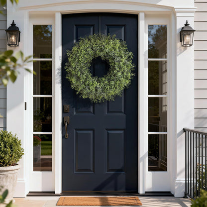 26" Large Artificial Rosemary Wreath for Front Door - UV Resistant Realistic Rosemary Plant, Fake Spring/Summer Greenery Wreath for Wall Window Farmhouse Fireplace Decor