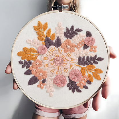 Sivilife Embroidery Kit for Beginners, 3 Sets Stamped Cross Stitch Kits for Beginner, Floral Pattern Embroidery Starter Kits for Adults with Embroidery Hoop Instructions Threads and Needles Scissors