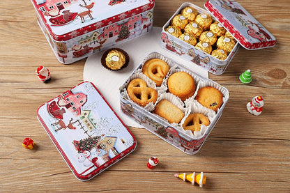 Christmas Cookie Tins Cookie Jars Food Storage - Decorative Cookie Gift Tins, Extra Thick Metal (1)