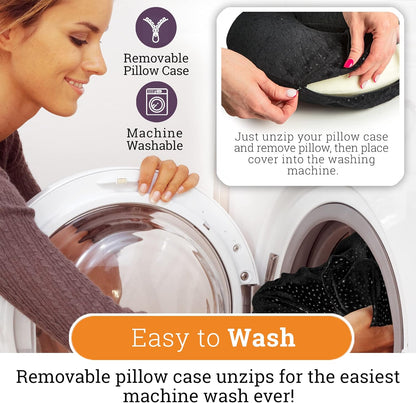 Aeris Memory Foam Travel Pillow for Airplanes - Best Neck Pillow for Long Flights with Carry Bag, Ear Plugs, Eye Mask