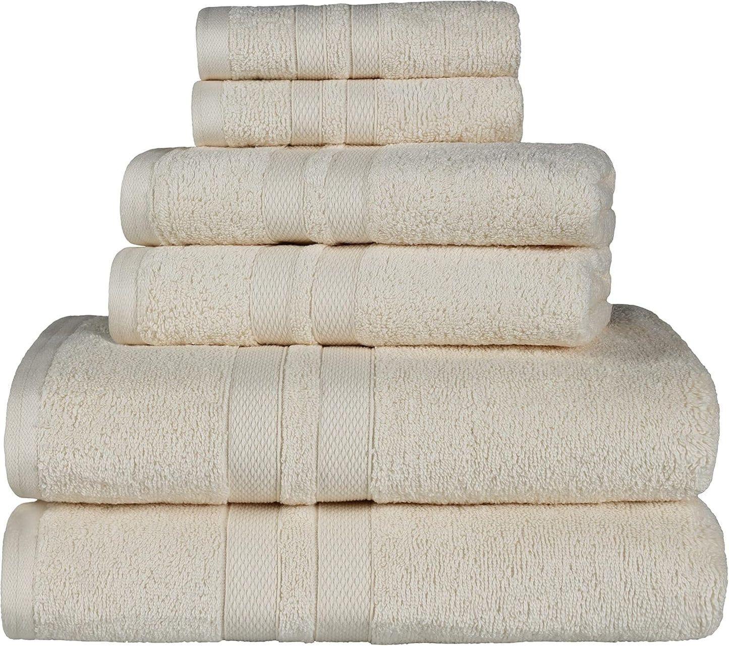 6-Piece Set, 2 2 2 Superior Ultra-Soft Cotton Towel Includes Bath Towels, Hand Towels, and Washcloths for Bathroom