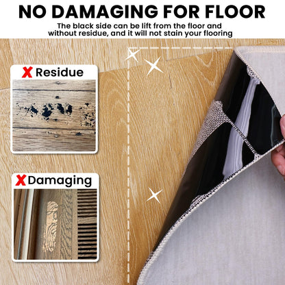 Rug Non Slip Grippers, Reusable Rug Tape, No Damaging for Hardwood Floors, Carpet Grippers Stickers Pads for Area Rugs Corners Flat, 12Pcs
