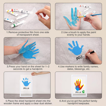 Hand Casting Kit for Family – DIY Hand Mold Kit with Natural Wood Frame, Non-Toxic Paints, Baby Handprint & Footprint Kit for New Parents, Couples, Adoption Gifts (Wood)