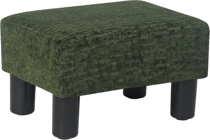 15" Adeco Flannel Small Footstool Ottoman for Footrest, Modern Velvet Rectangle Step Stool Extra Seating with Non-Skid