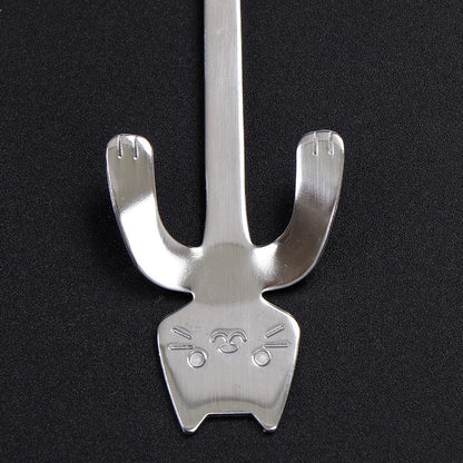 OBANGONG 4 Pcs Mini Cat Hugging Coffee Spoon Set - Tea Soup Sugar Dessert Appetizer Seasoning Bistro Hanging Cup Spoon