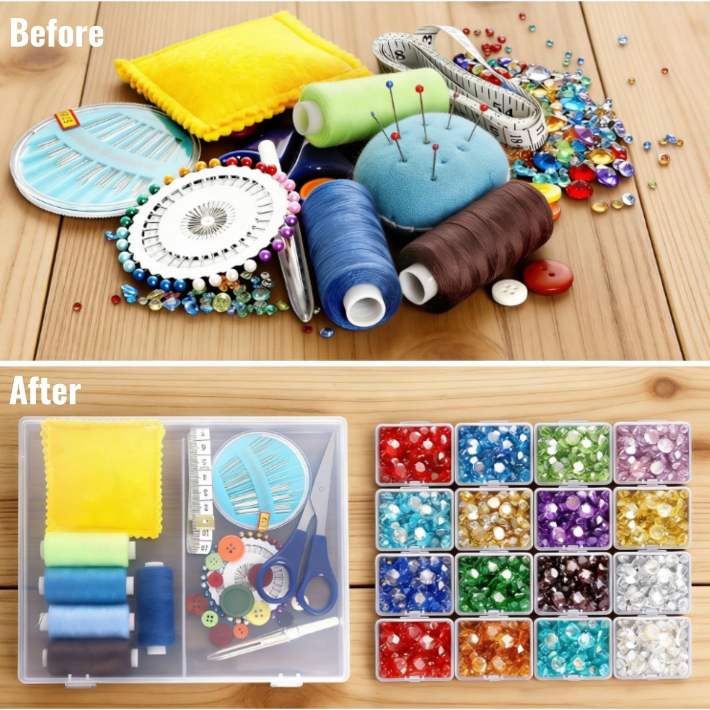 Prygew 4 Pack Bead Storage Container, 64 Grids Small Clear Plastic Nail Organizer Boxes with Hinged Lid, Mini Craft Diamond Organizer Cases for DIY, Fishing Tackles, Screws and Small Parts