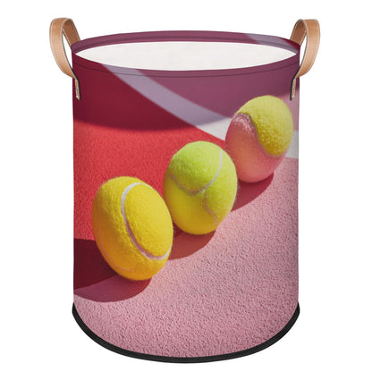 FZDXZJJ Large Round Laundry Storage Basket - Tennis Bin with Handles, Collapsible Box for Home, Office, Toy Organizer, Bedroom, Lving Room, Home Decor