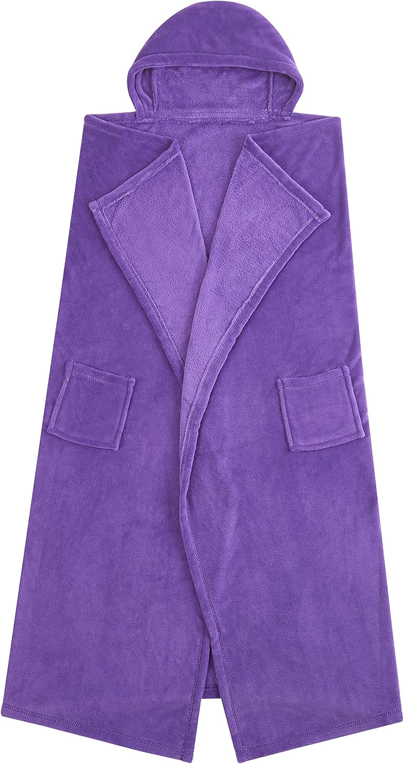 Cozy 50"x60", Pop Shop Hooded Ultra-Soft Plush Throw Blanket with Pockets, Purple