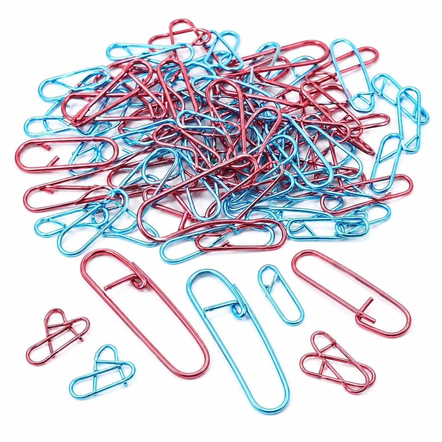 LOGOFUN 50pcs Stitch Holders for Knitting Aluminum Yarn Stitch Holders Safety Pins Crochet Knitting Notions (Random Colors)