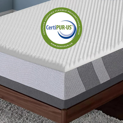 2-inch Greaton Breathable Convoluted Egg Shell Foam Mattress Topper | Toppers for Mattresses Adds Ultimate Comfort