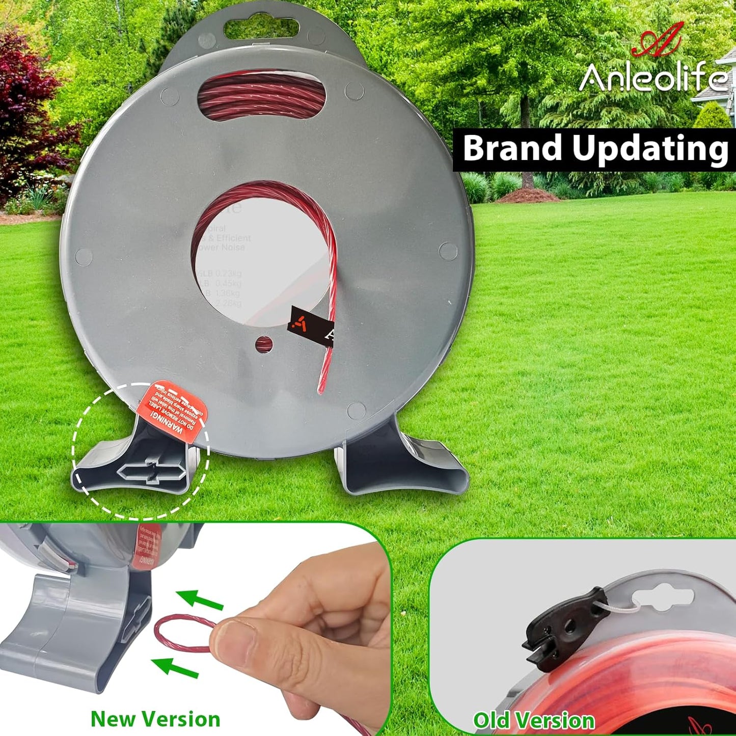 ANLEOLIFE String Trimmer Line - 1-Pound Commercial .065-Inch x 370 ft with Built-In Cutter - Orange