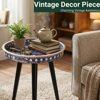 17.7 Inch Gesodant Plastics Tray with Detachable Three Wooden Legs, Versatile Side Table with Tray Design, Perfect