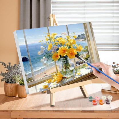 Vase Flower Paint by Numbers for Adults with Framed Canvas-with Wooden Easel,Paint by Number on Canvas Flowers,DIY Acrylic Oil Painting Kits with Brushes Nice Gift Box for Home Wall Decor(16x20inch)