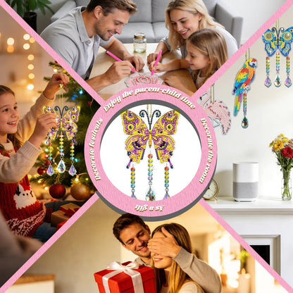 Leatrice 6PCS Spring Diamond Art Kits Suncatcher Small Diamond Painting Set DIY Crafts Hanging for Home Decro Double Sided Crystal Rhinestone Decorations