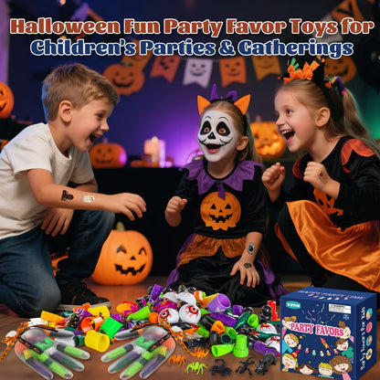 WESAYEE 338 PCS Halloween Party Favors for Kids - 24 Pack Halloween Goodie Bags Stuffer With Glove Treat Bags Fillers, Small Gifts Bulk Toys for Kids Classroom Favors, Party Carnival Prizes
