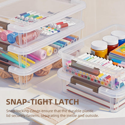 Citylife 3 PCS Plastic Storage Bins with Latching Lids Portable Project Case Clear File Box Stackable Storage Containers for Organizing A4 Paper, Photo, Document, Scrapbook
