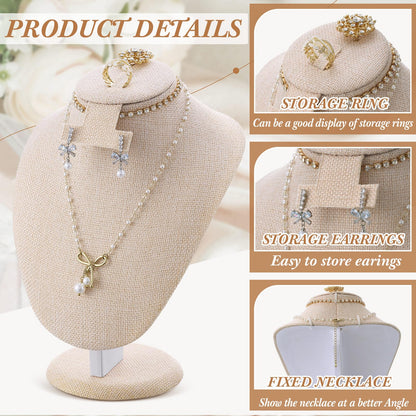 RattanView 2 Pcs Jewelry Display Set Necklace Mannequin Bust T Bar Bracelet Holder for Earring Necklace Ring Display