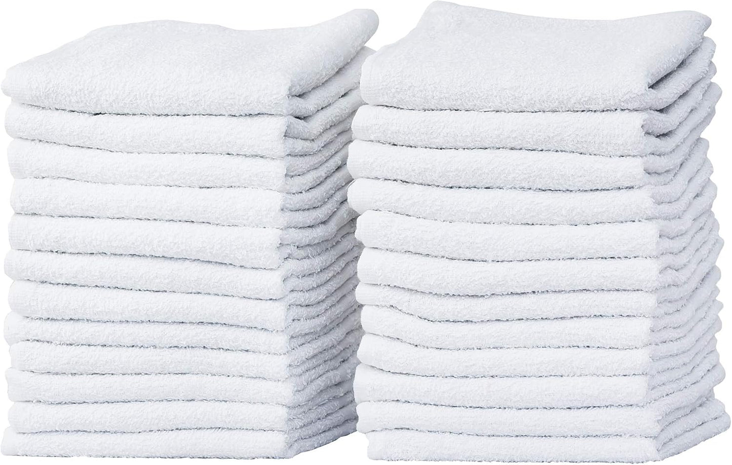 24-Pack 100% Commercial Pacific Linens White Thin Cotton Towel Washcloths, Lightweight, Grade and Ultra Absorbent