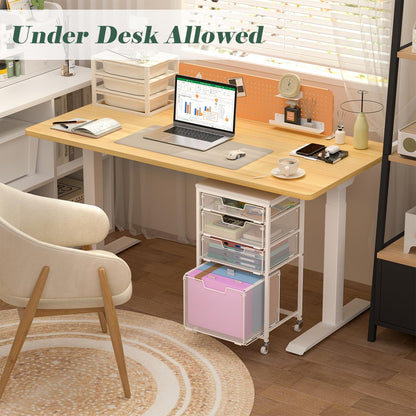 Sbanmao 4 Drawer Rolling File Cart with Wheels, Mobile Filing Cabinet for Home Office, Hanging File Organizer, Under Desk Storage, Multifunctional Utility Cart Printer Stand, White